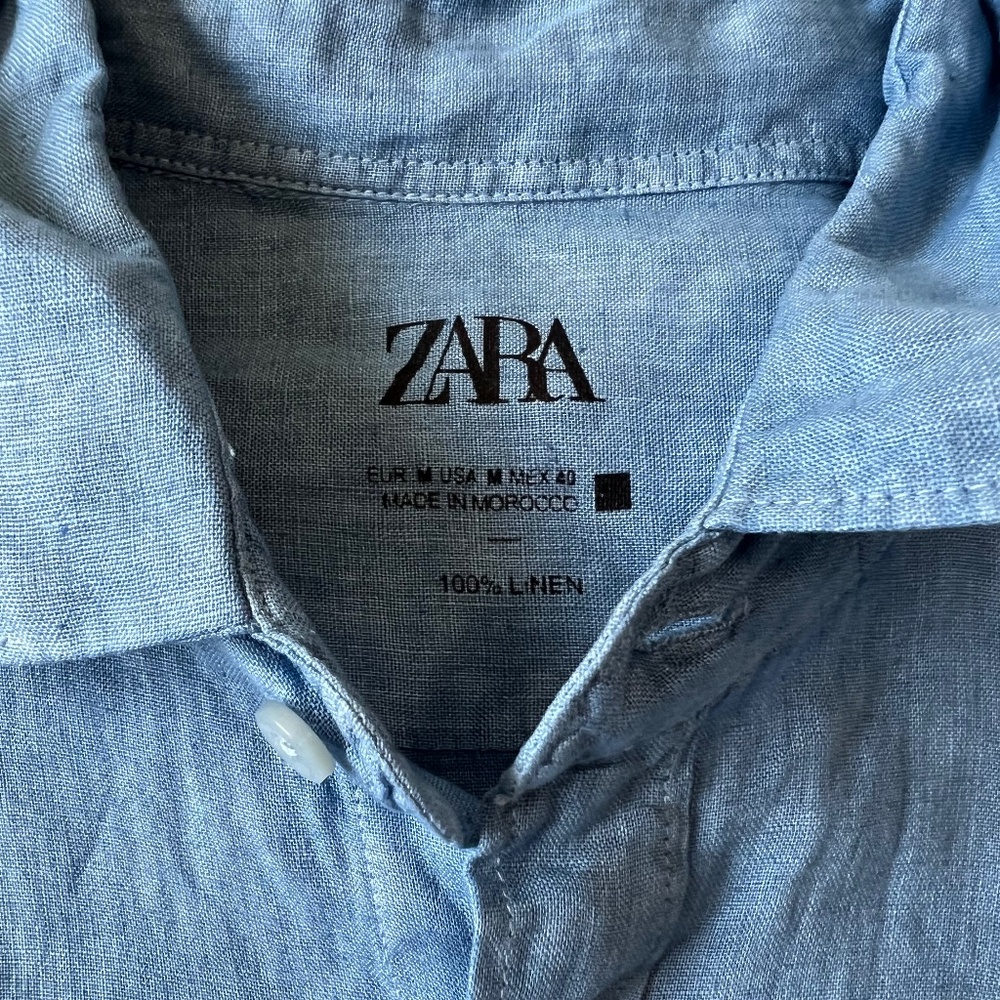 ZARA Linen Shirt Men’s M Blue